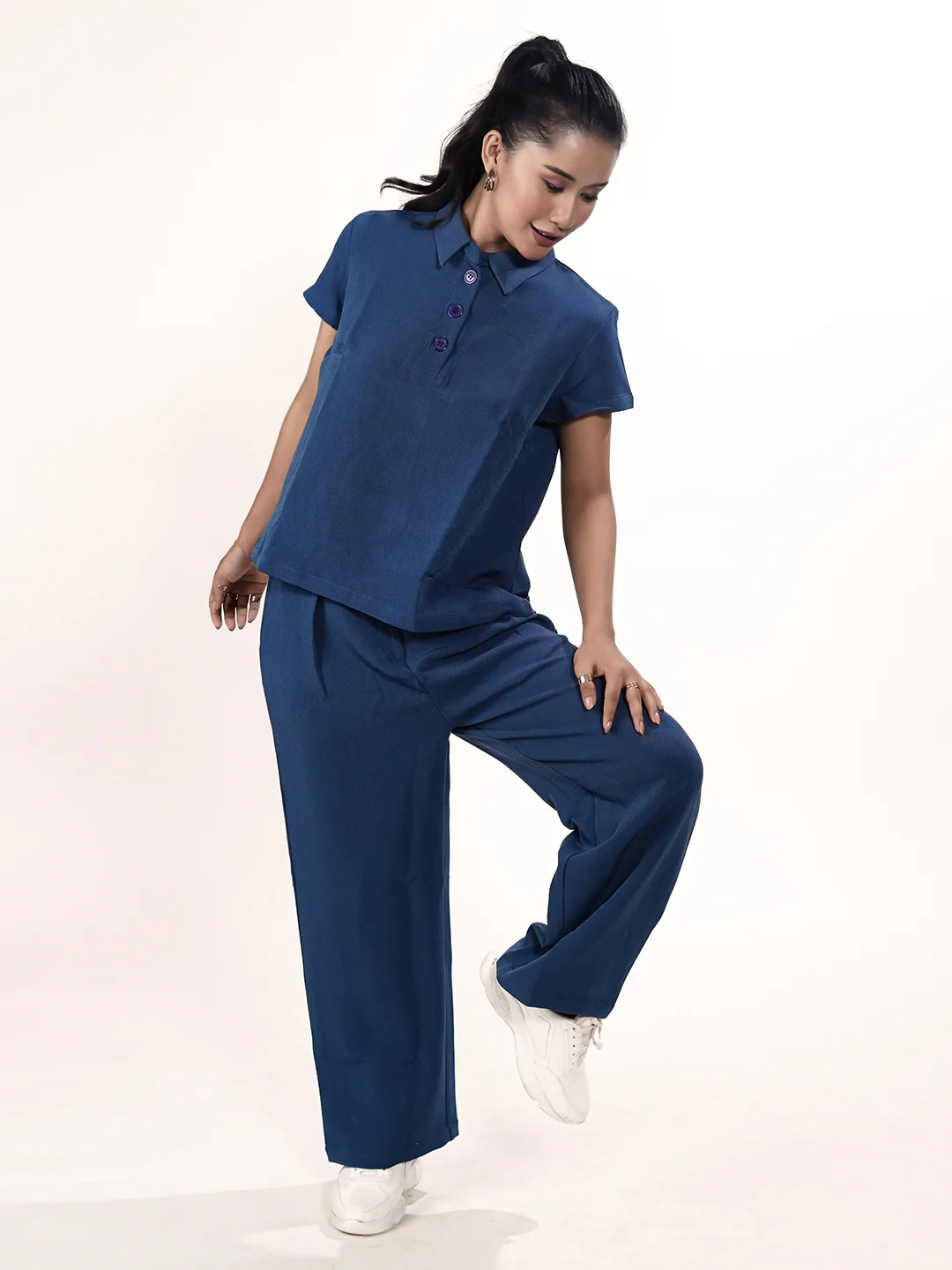 Blue Solid Co-Ord Set - Image 2