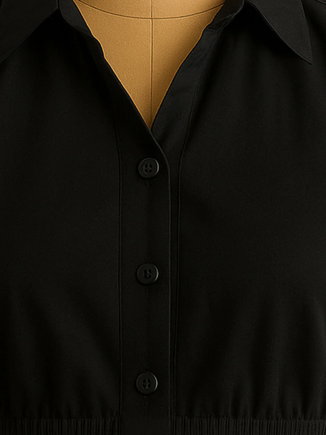 Black Solid Short Sleeves Top - Image 5