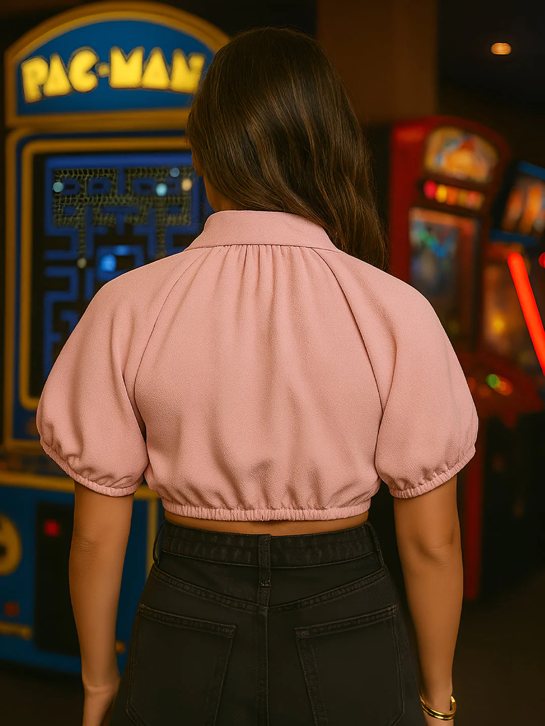 Pink Solid Short Sleeves Top - Image 4