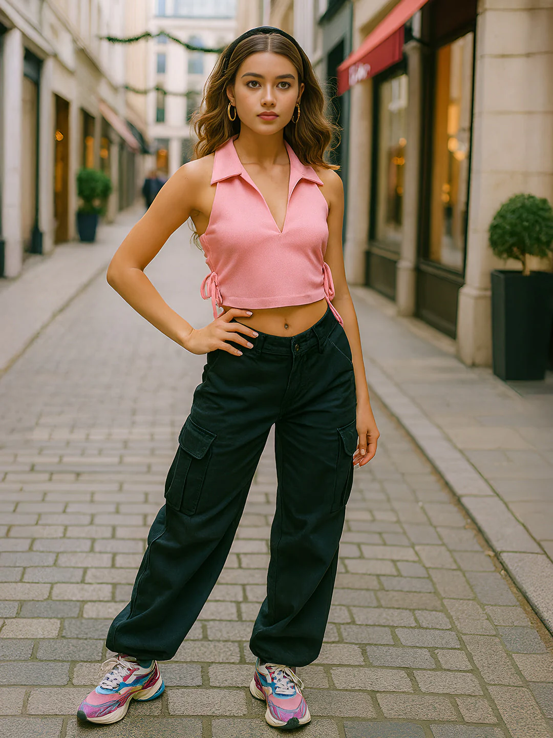 Pink Solid Sleeveless Top - Image 3