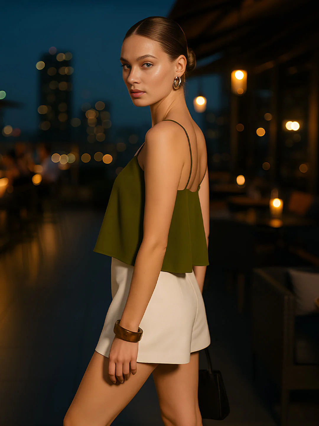 Green Solid Sleeveless Top - Image 2