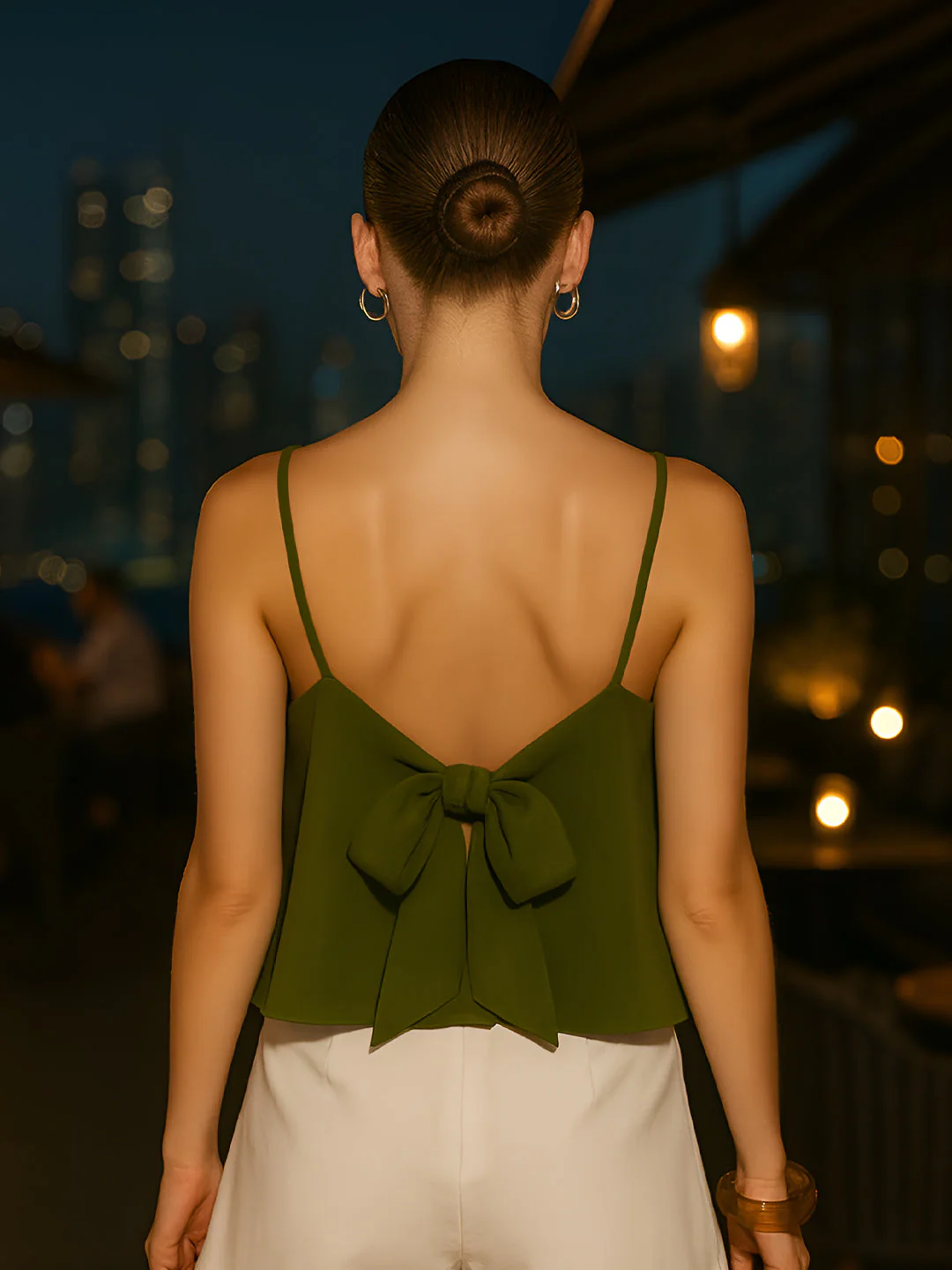 Green Solid Sleeveless Top - Image 4