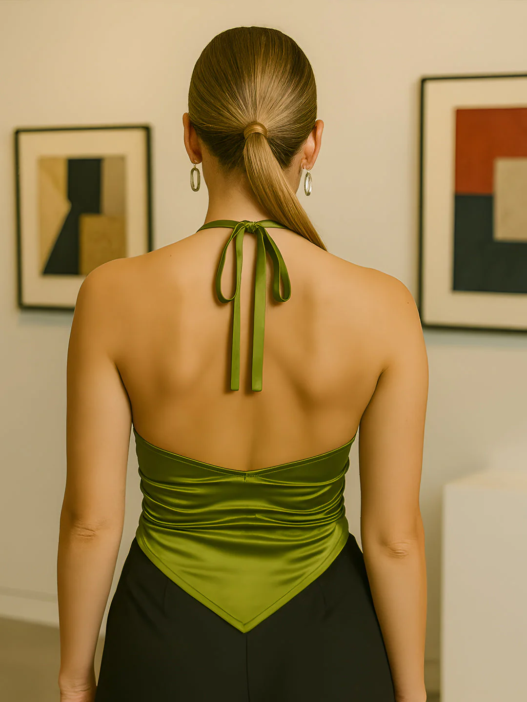 Green Solid Sleeveless Top - Image 4