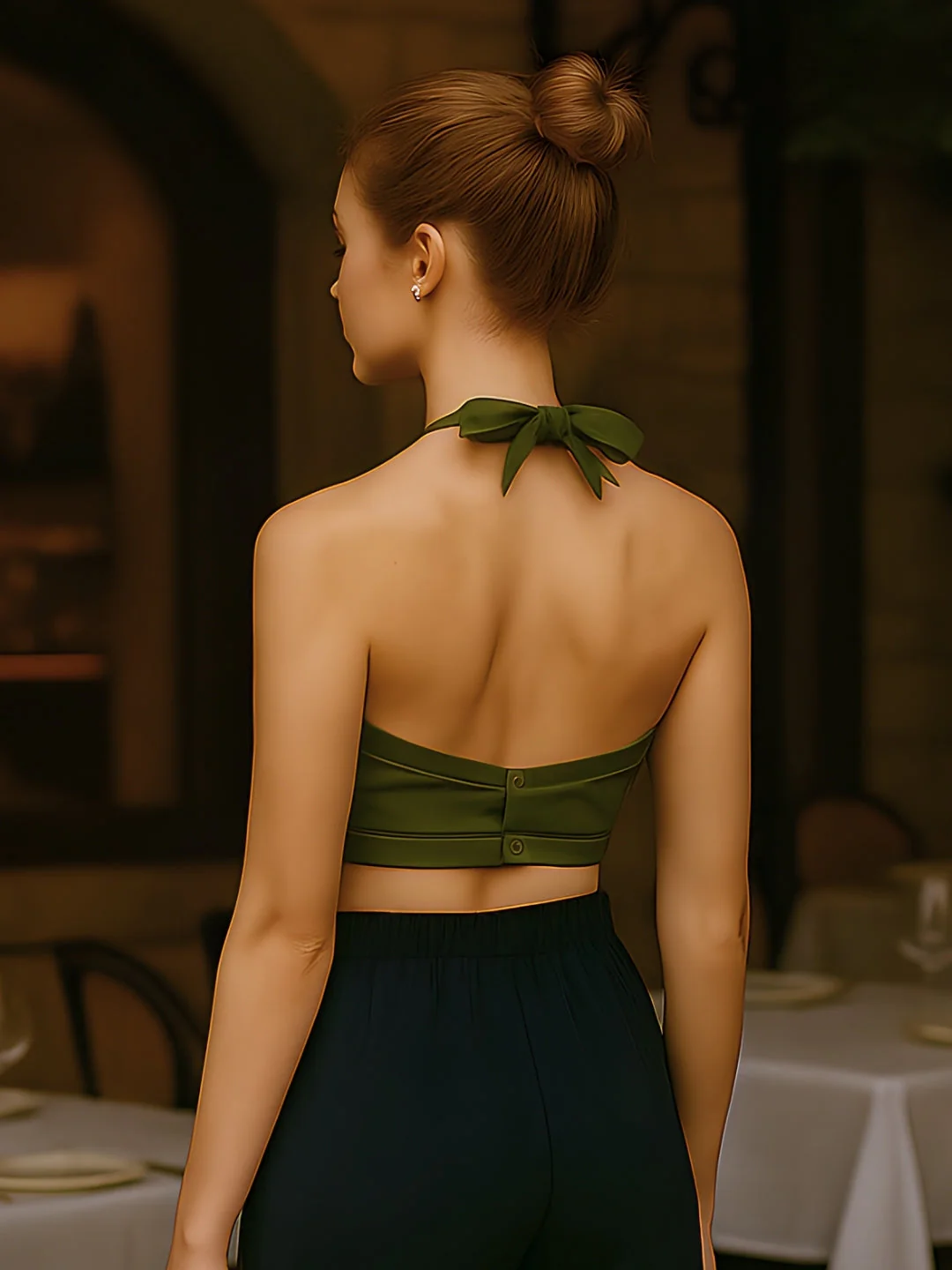 Olive Solid Sleeveless Top - Image 4