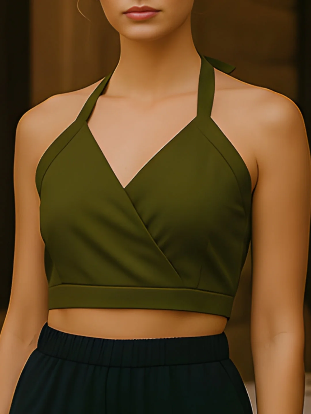 Olive Solid Sleeveless Top - Image 5