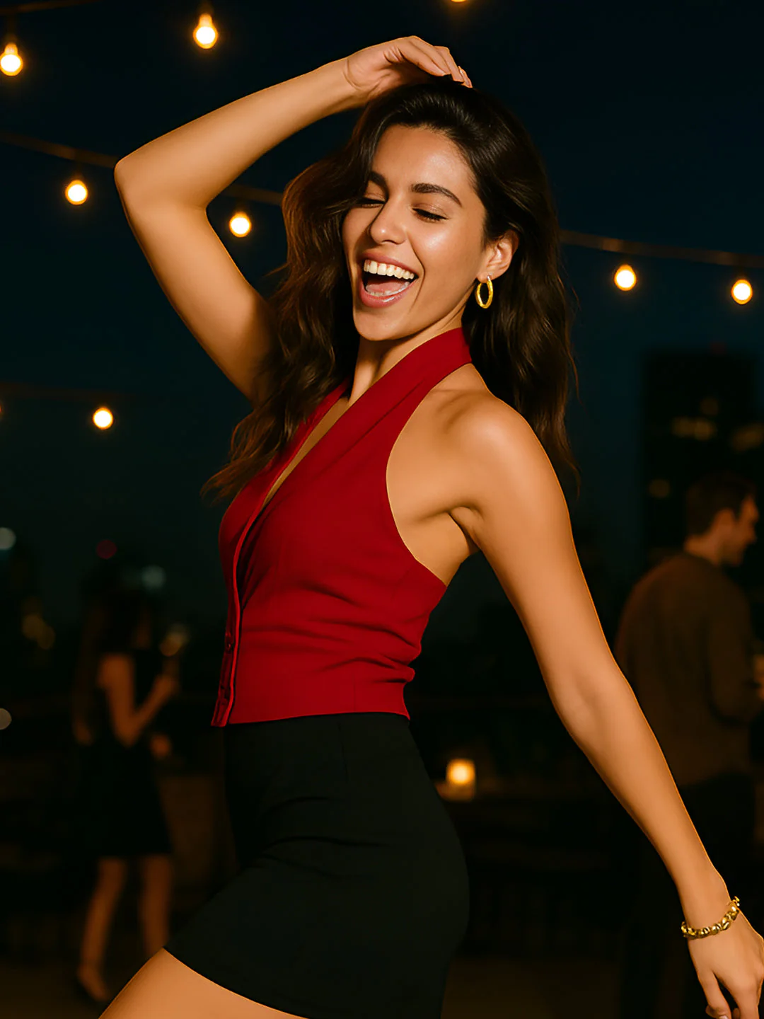 Maroon Solid Sleeveless Top - Image 2