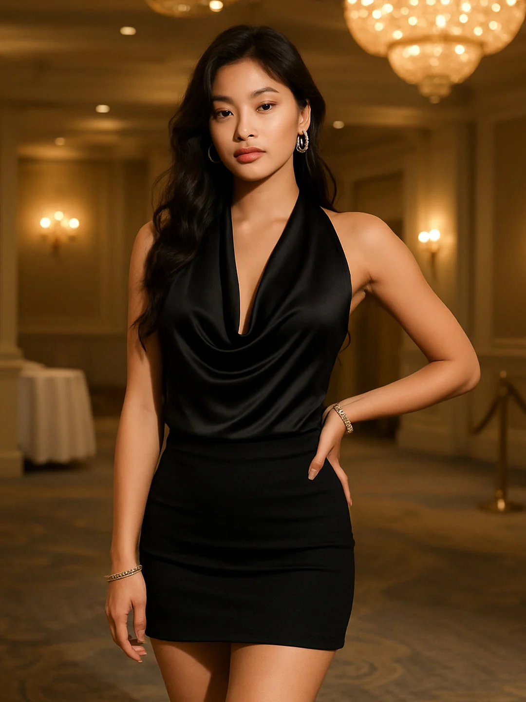 Black Solid Sleeveless Top