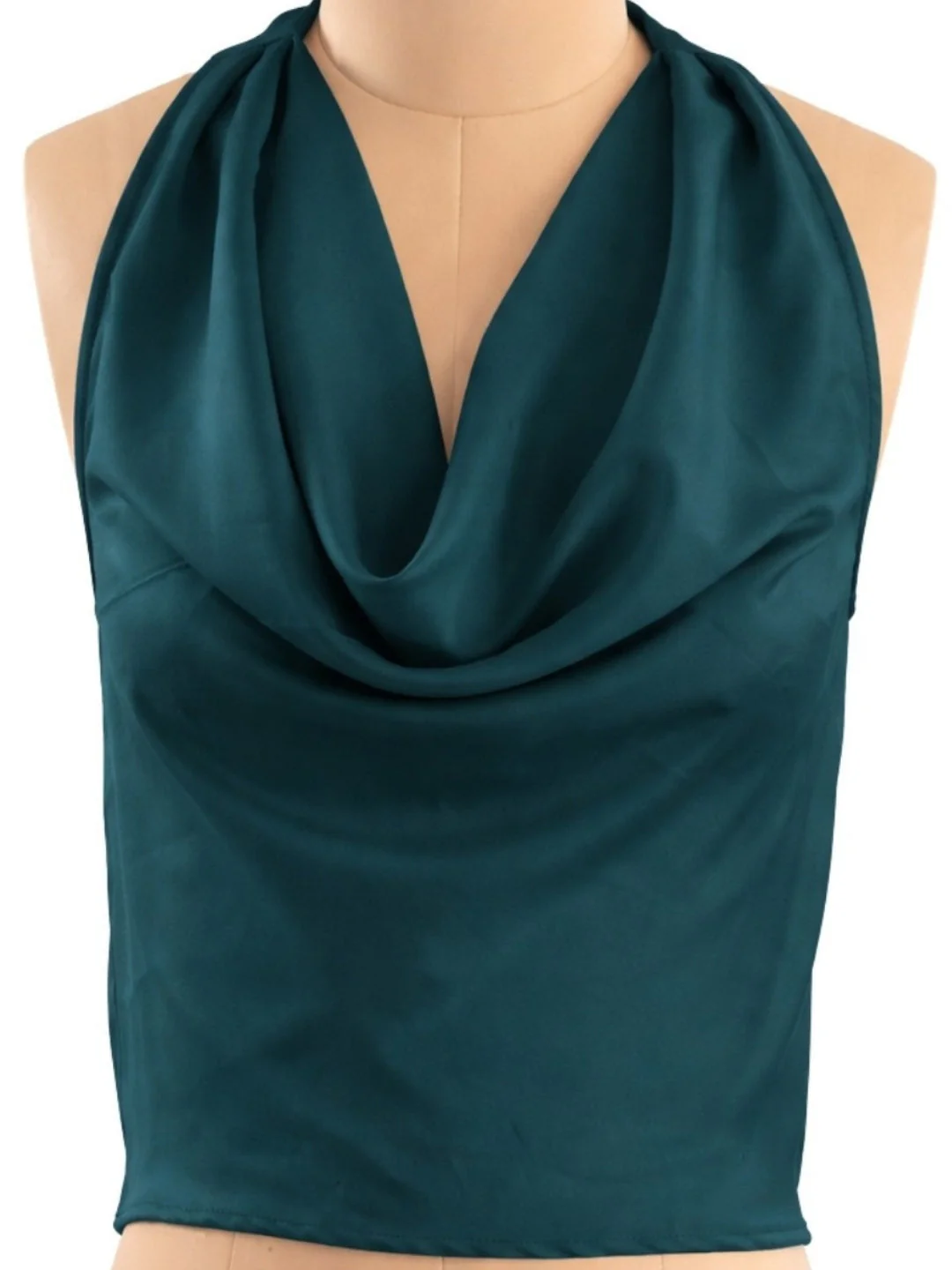 Sea Green Solid Sleeveless Top - Image 5