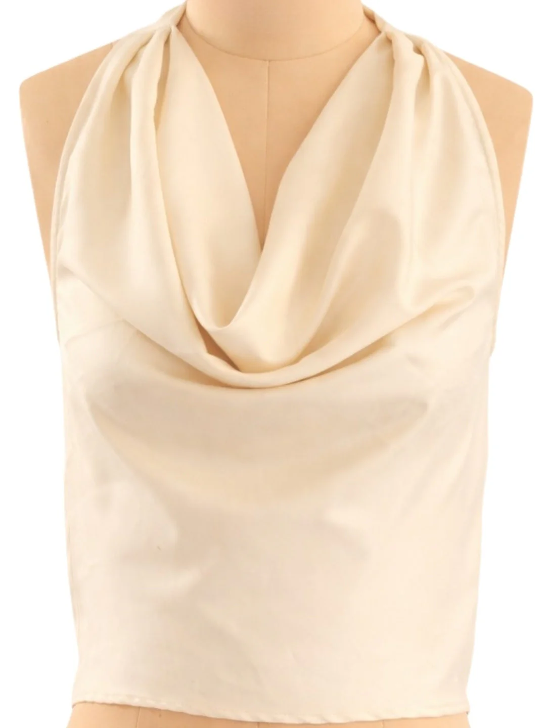 Off White Solid Sleeveless Top - Image 5