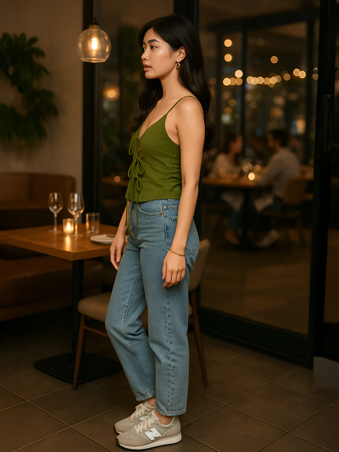 Green Solid Sleeveless Top - Image 2