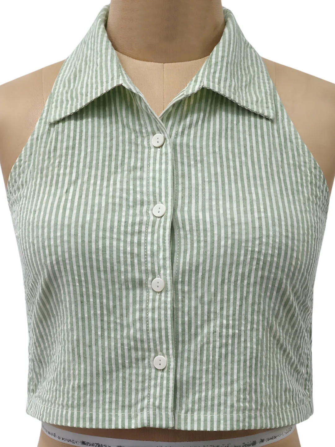 Yellow Stripes Sleeveless Tops - Image 5