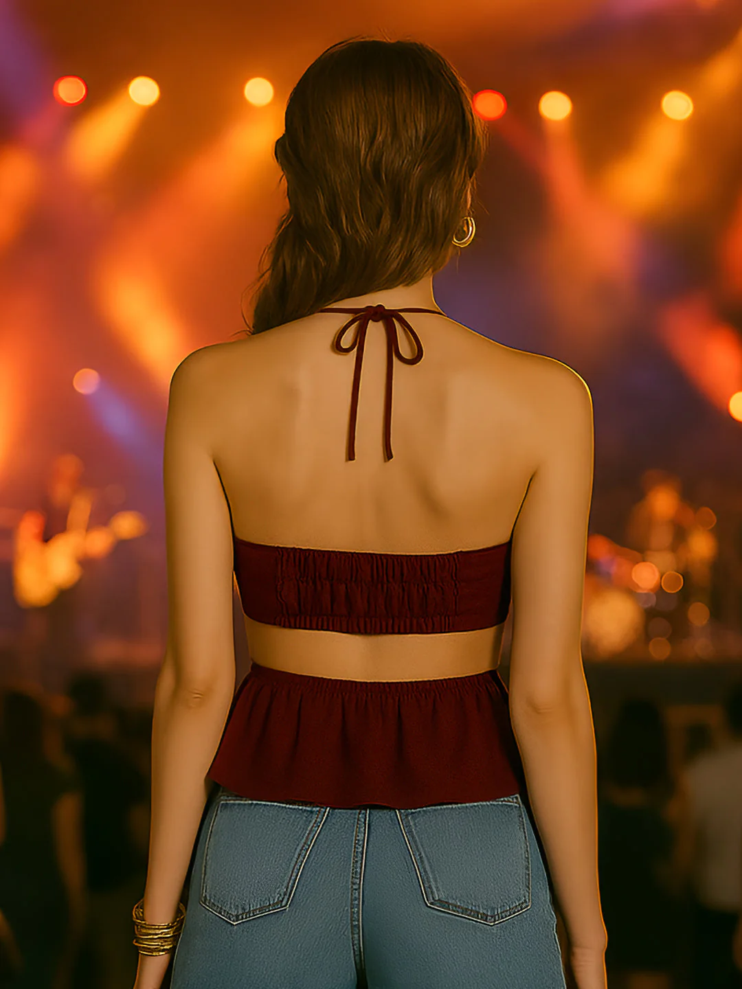 Maroon Textured Sleeveless Top - Image 4