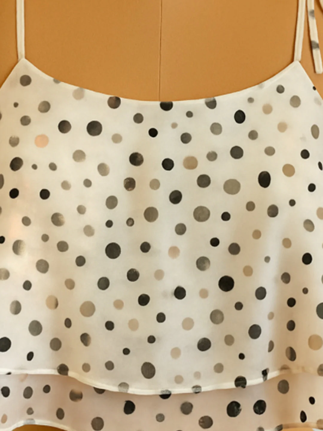 Off White Polka Dot Sleeveless Top - Image 5