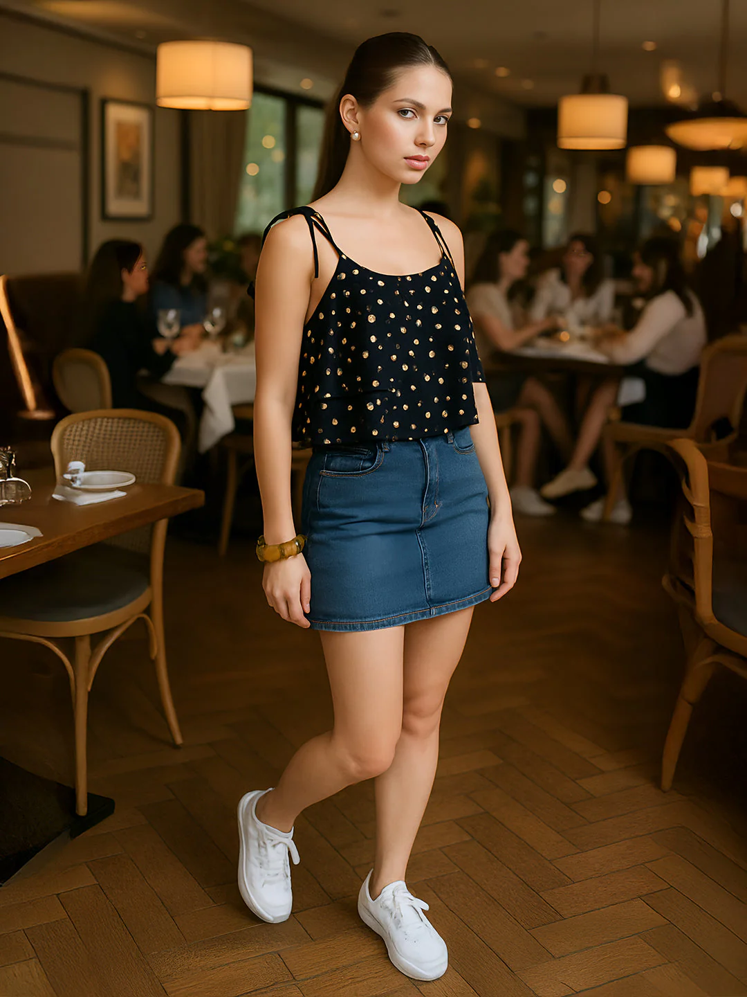 Black Polka Dot Sleeveless Top - Image 3