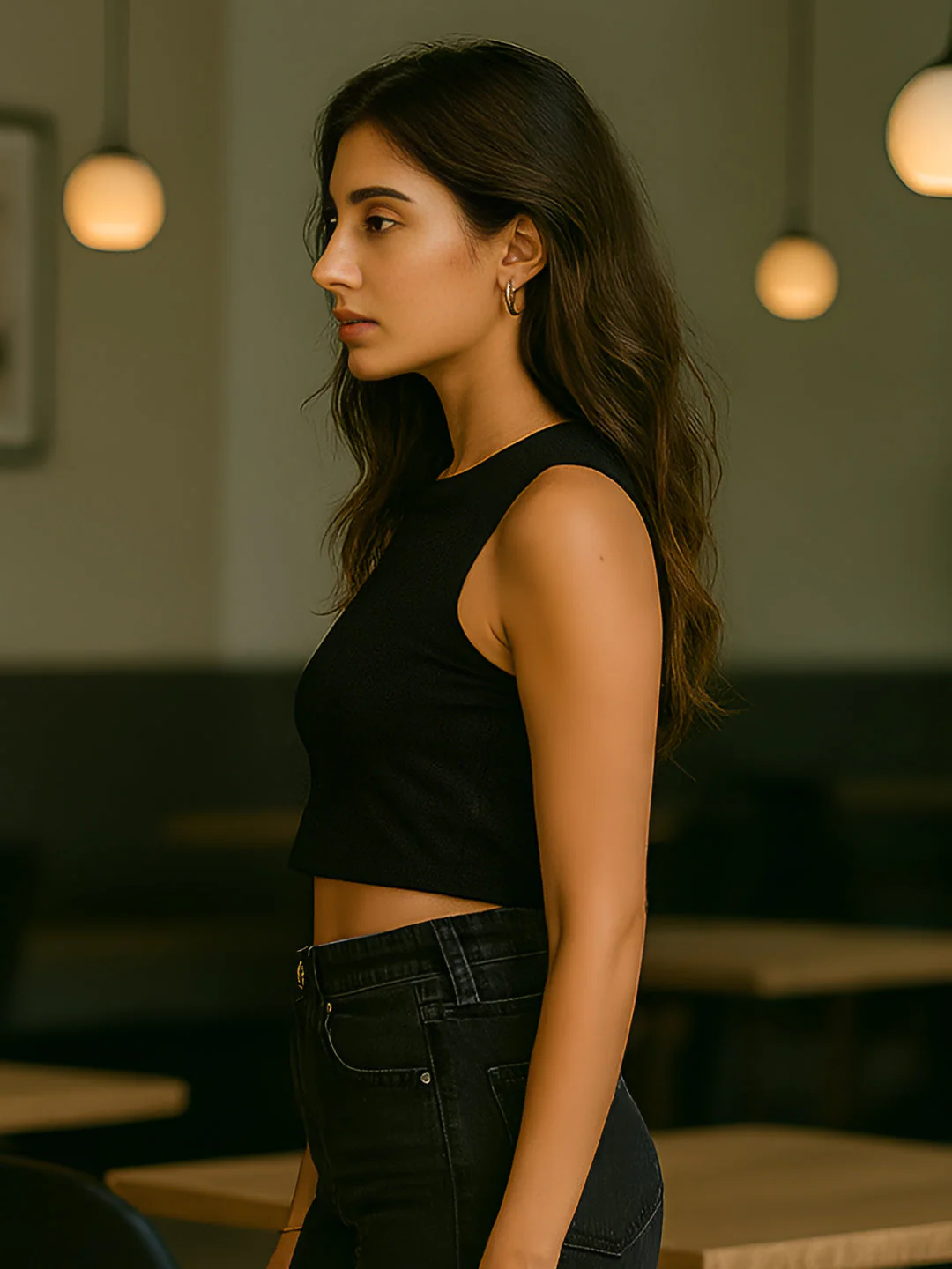 Black Solid Sleeveless Top - Image 4