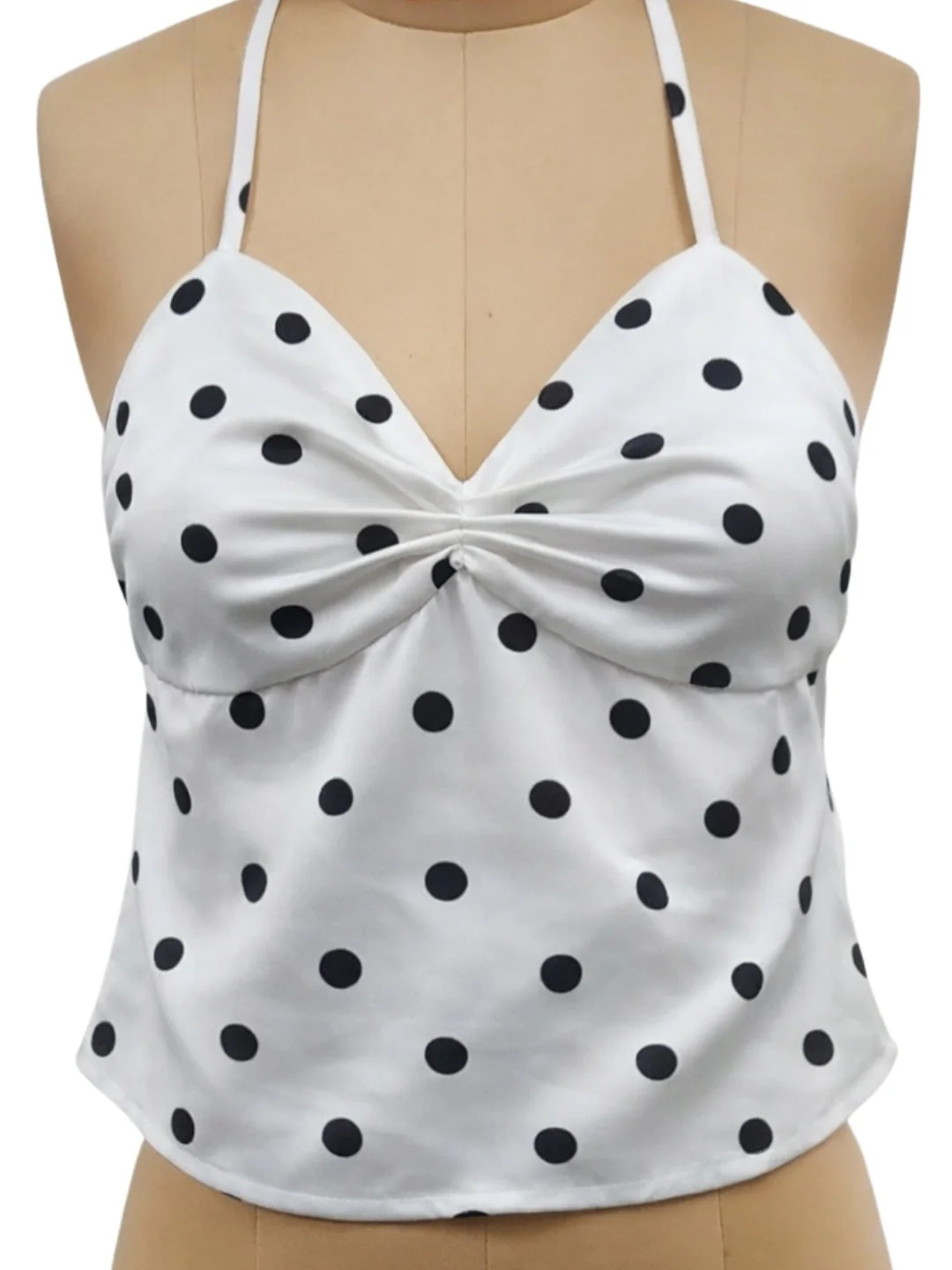 White Polka Dot Sleeveless Tops - Image 5