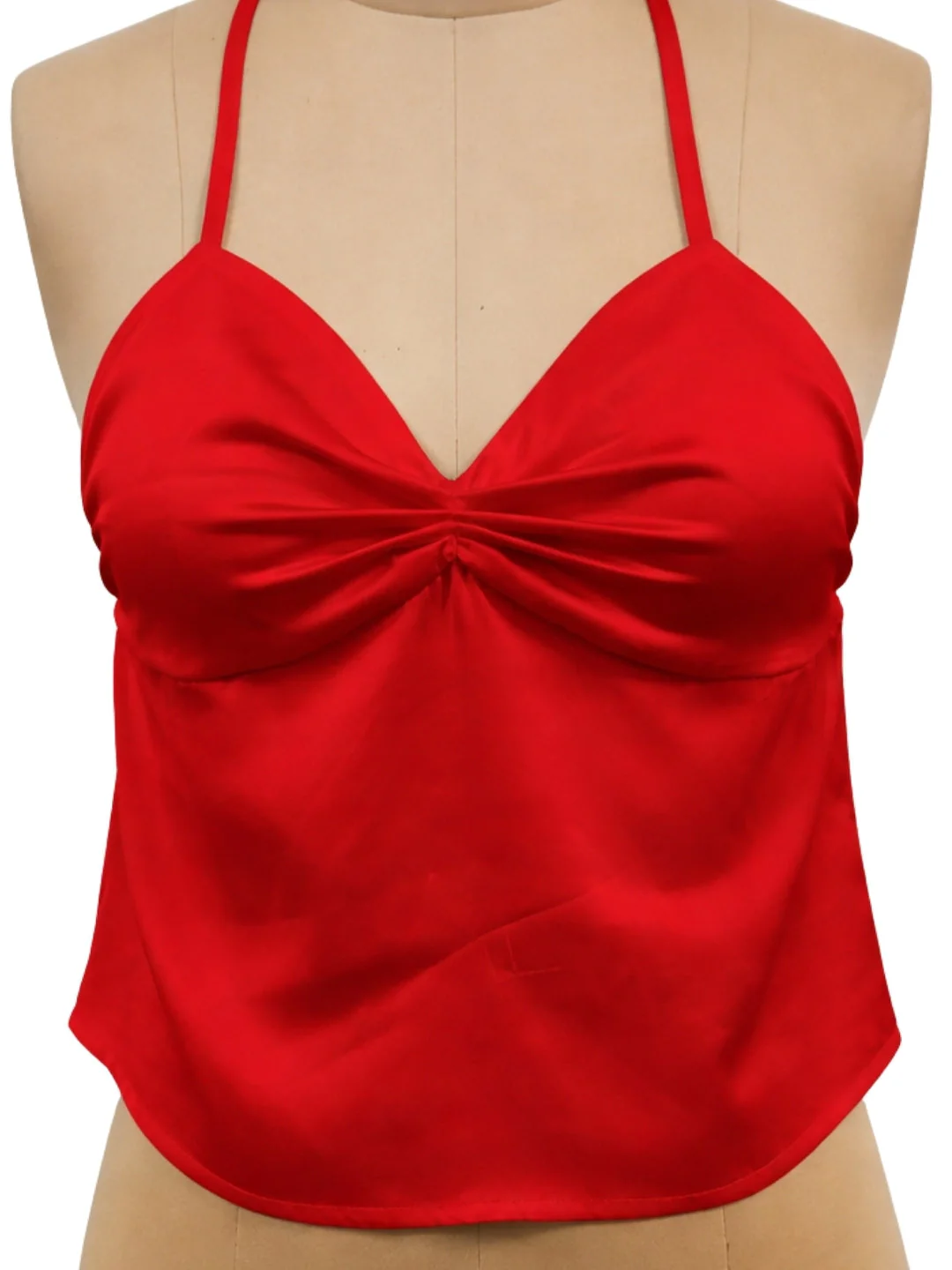 Red Solid Sleeveless Tops - Image 5