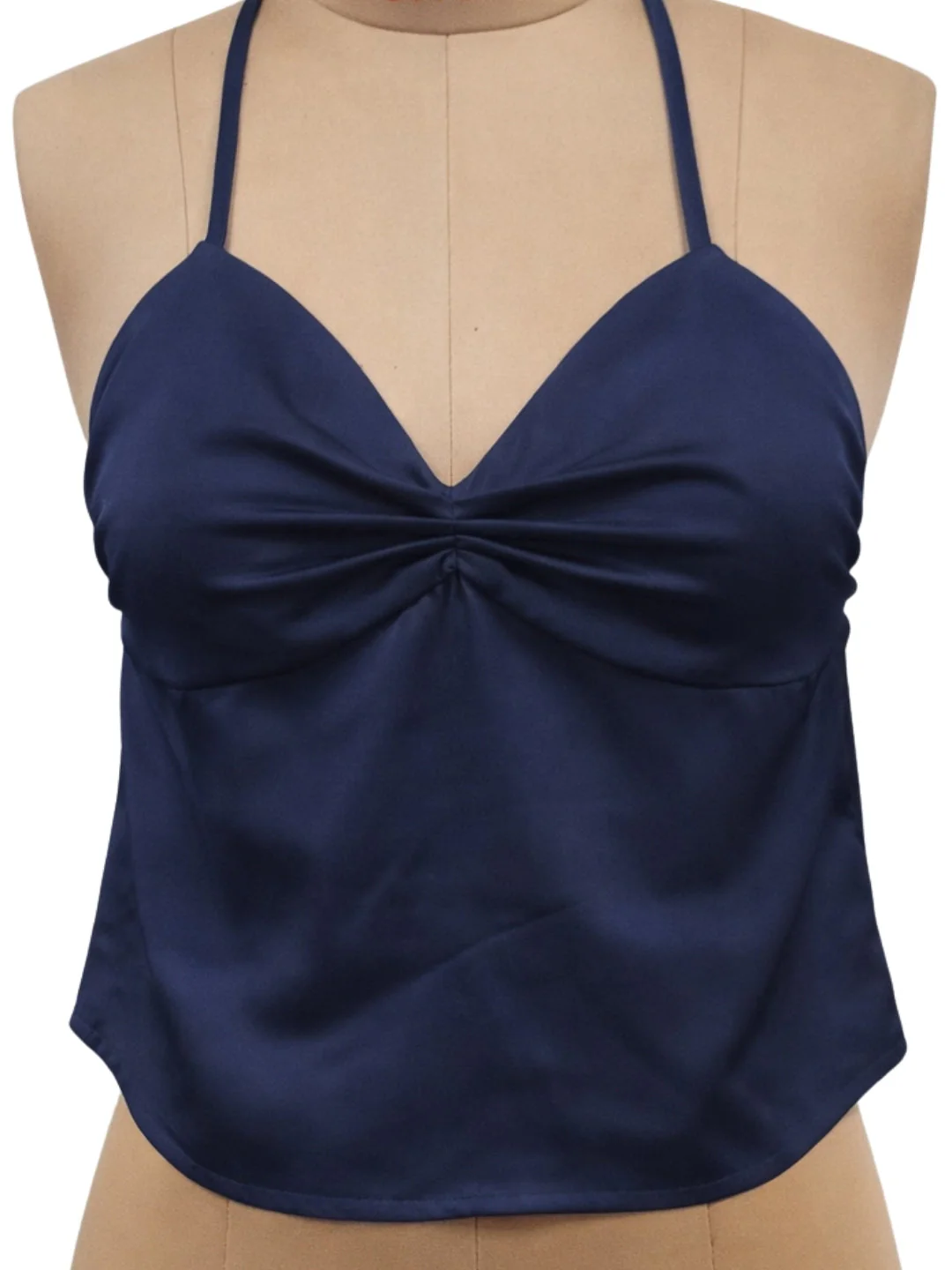 Navy Solid Sleeveless Tops - Image 5