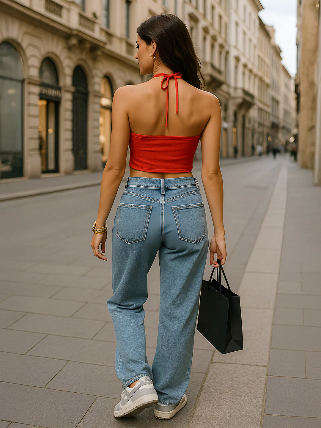 Red Solid Sleeveless Top - Image 4