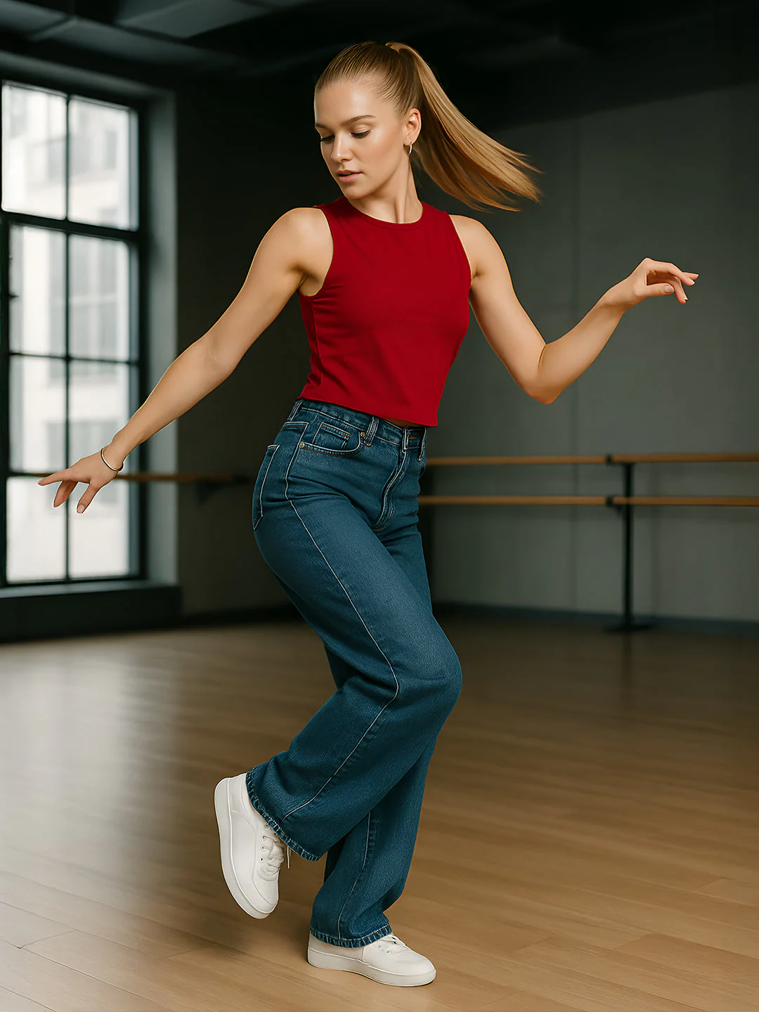Maroon Solid Half Sleeves Top - Image 3
