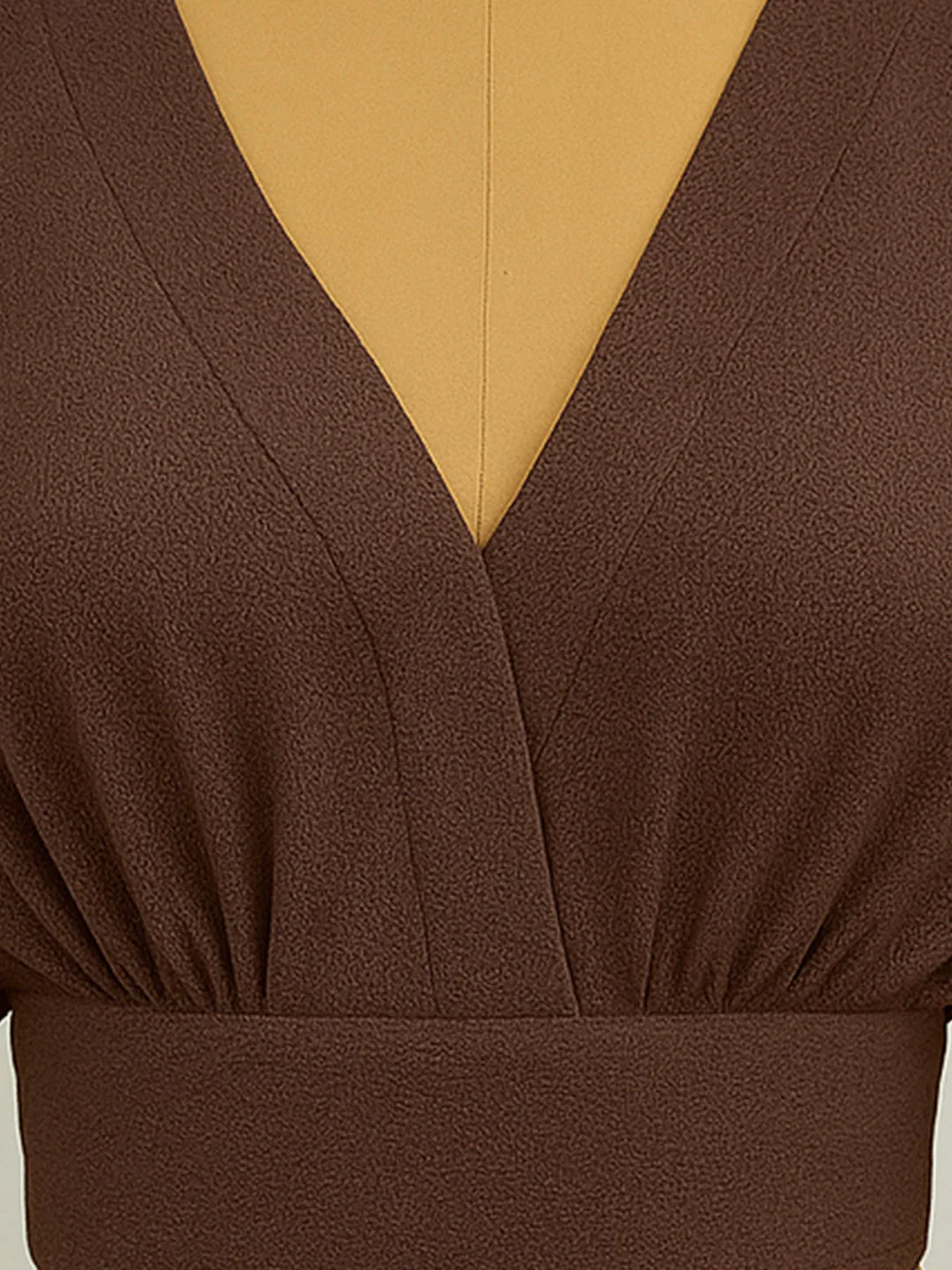Brown Solid Half Sleeves Top - Image 5