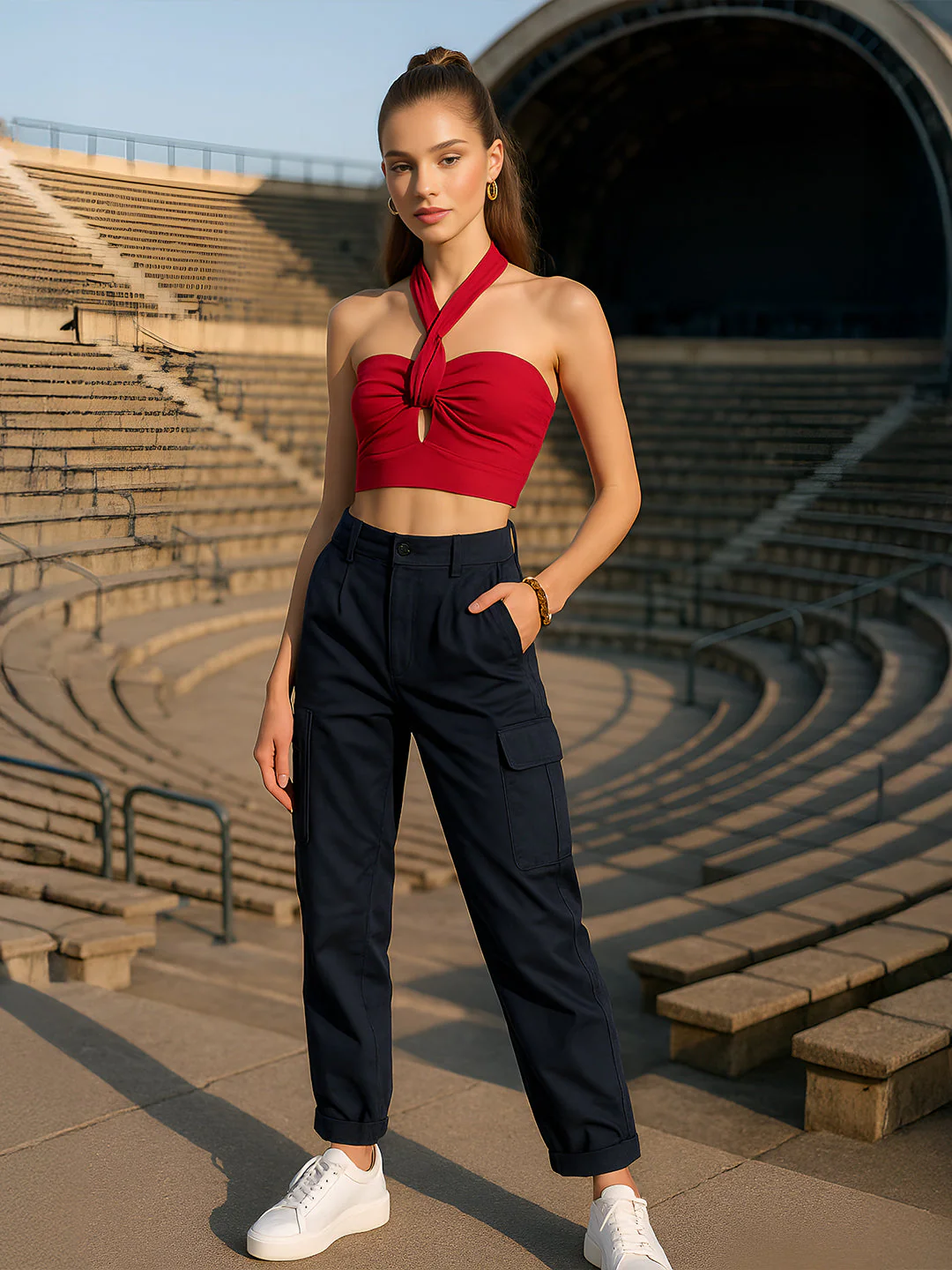 Magenta Solid Sleeveless Top - Image 2