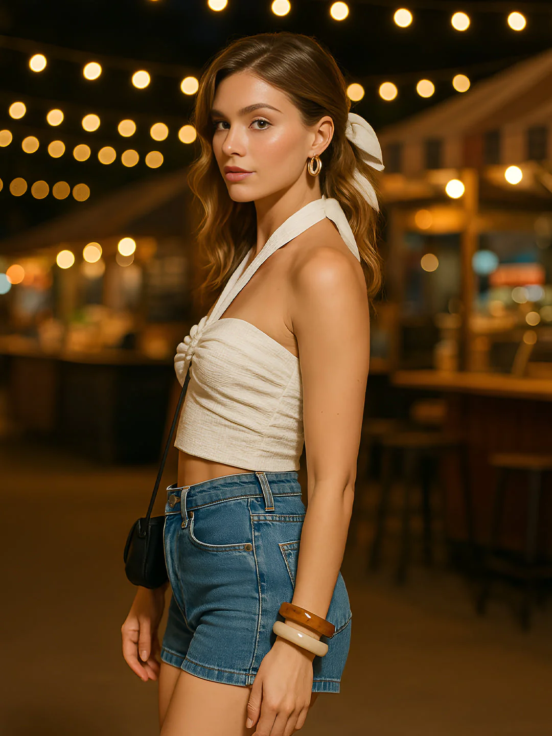 Cream Stripes Sleeveless Top - Image 3