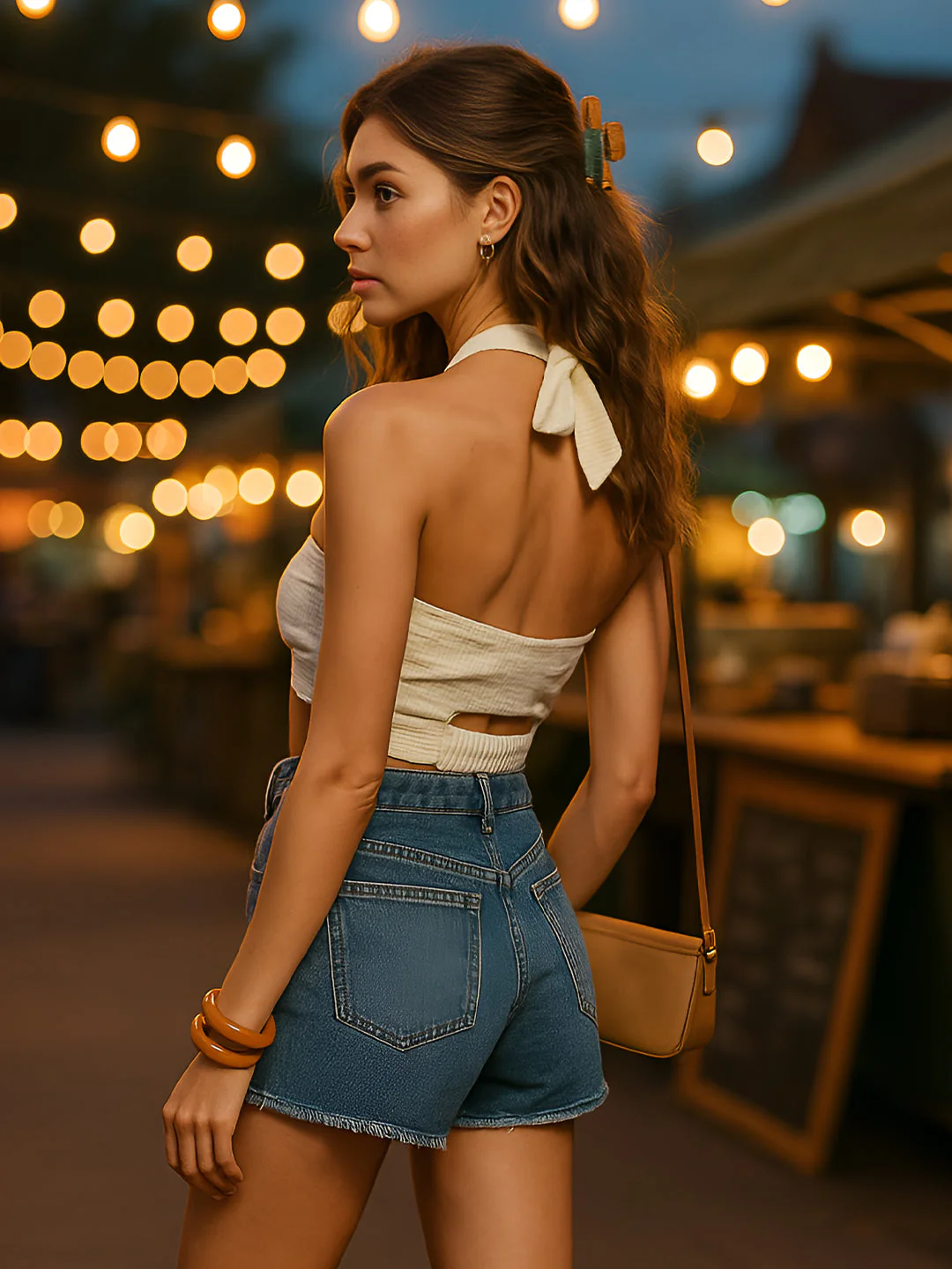 Cream Stripes Sleeveless Top - Image 4