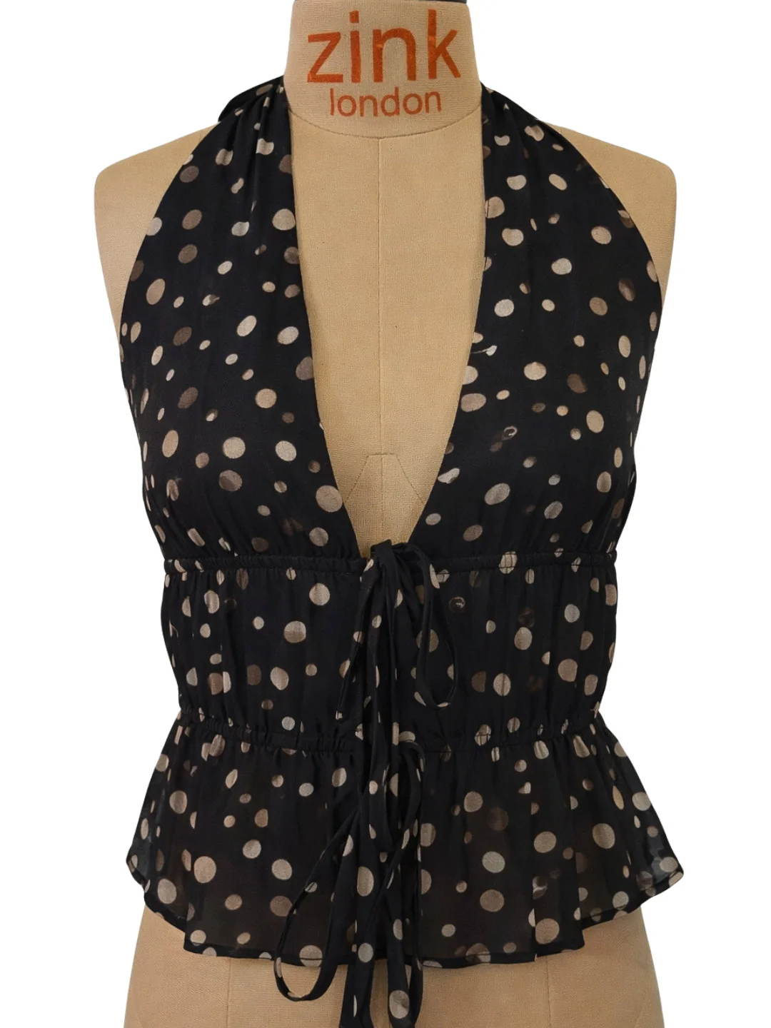 Black Polka Dot Sleeveless Tops - Image 5