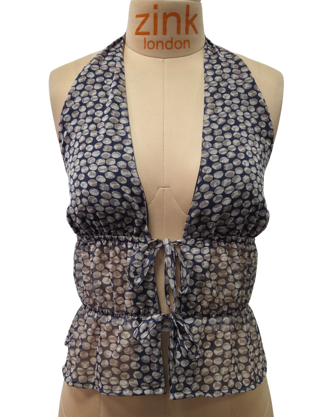 Navy Abstract Sleeveless Tops - Image 5
