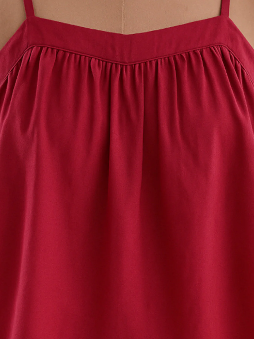 Maroon Solid Sleeveless Top - Image 5