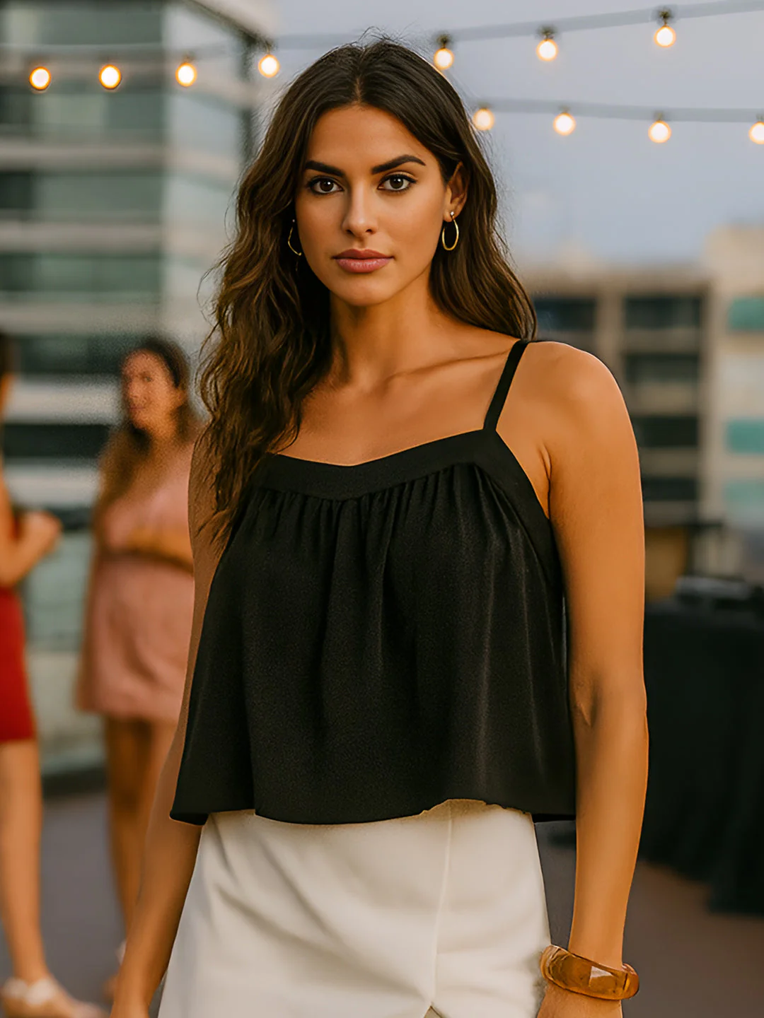 Black Solid Sleeveless Top
