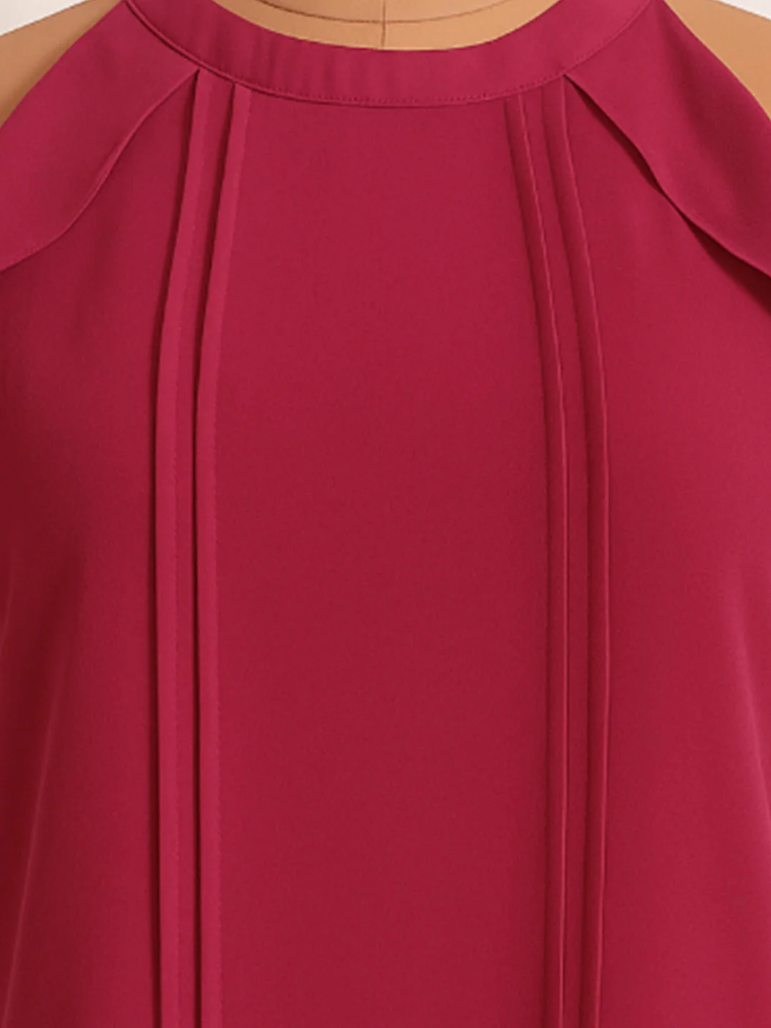 Maroon Solid Sleeveless Top - Image 5