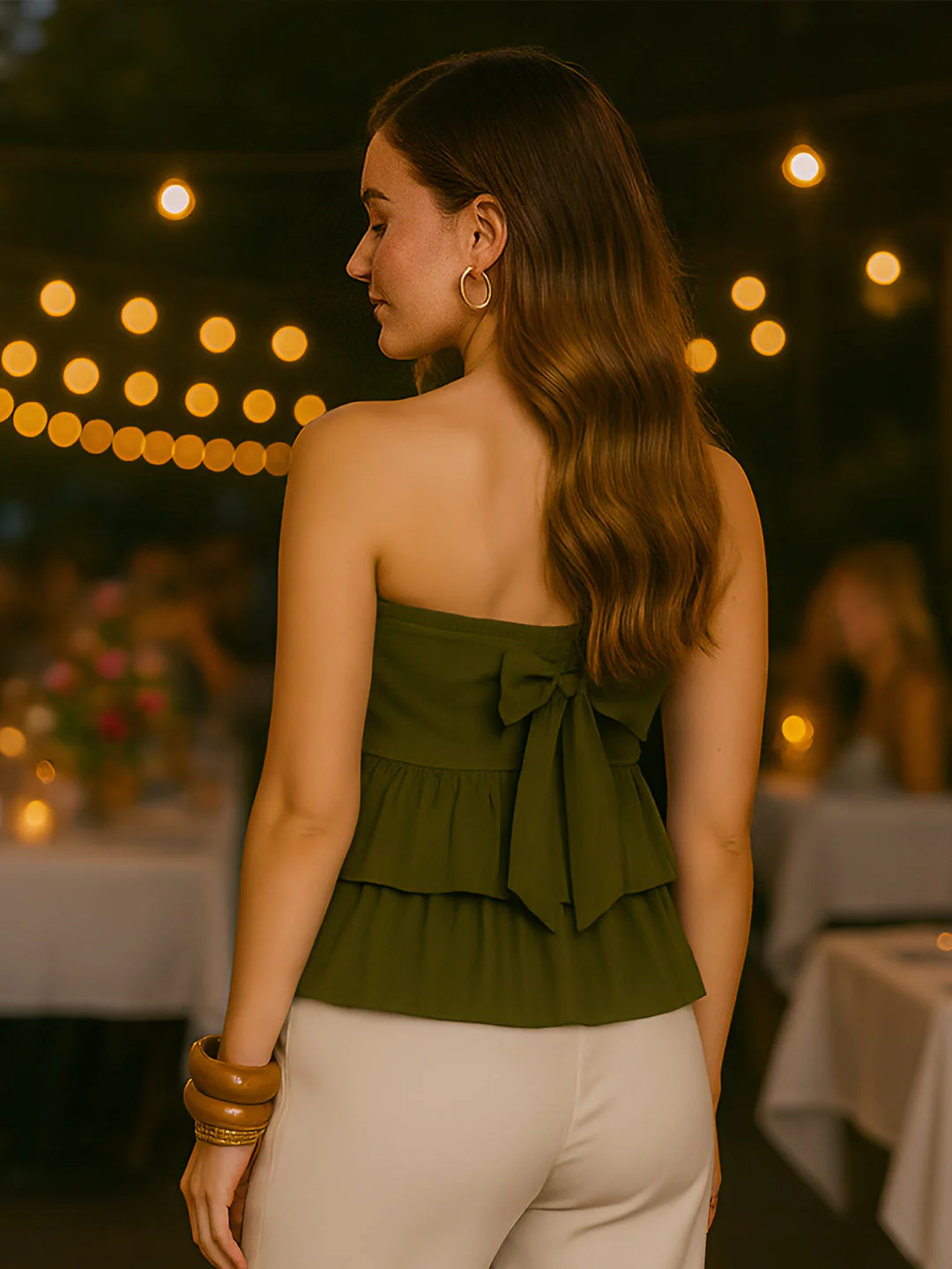 Green Solid Off-Shoulder Top - Image 4