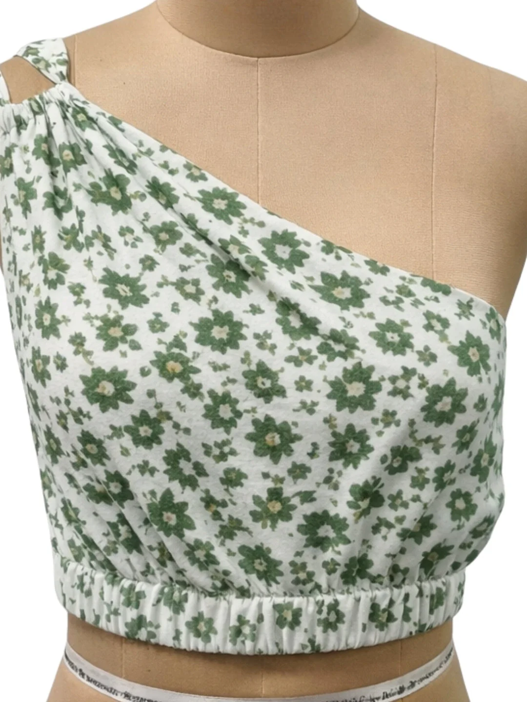 Green Floral One-Shoulder Tops - Image 5