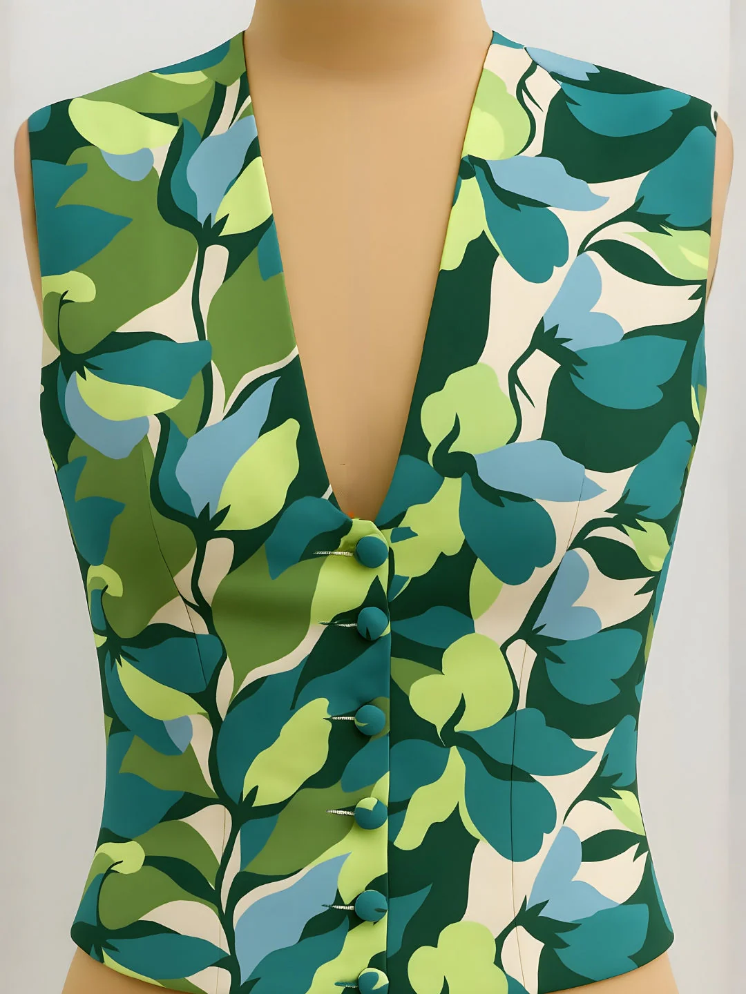 Multi Abstract Sleeveless Top - Image 4