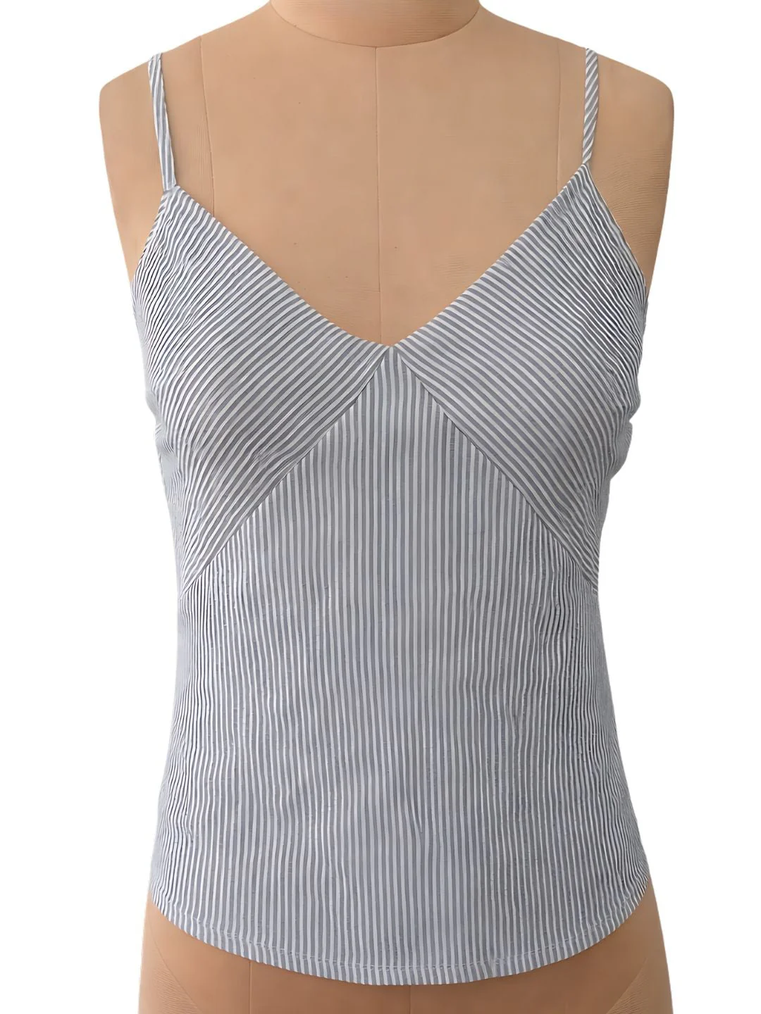 Grey Stripes Shoulder Straps Tops - Image 5