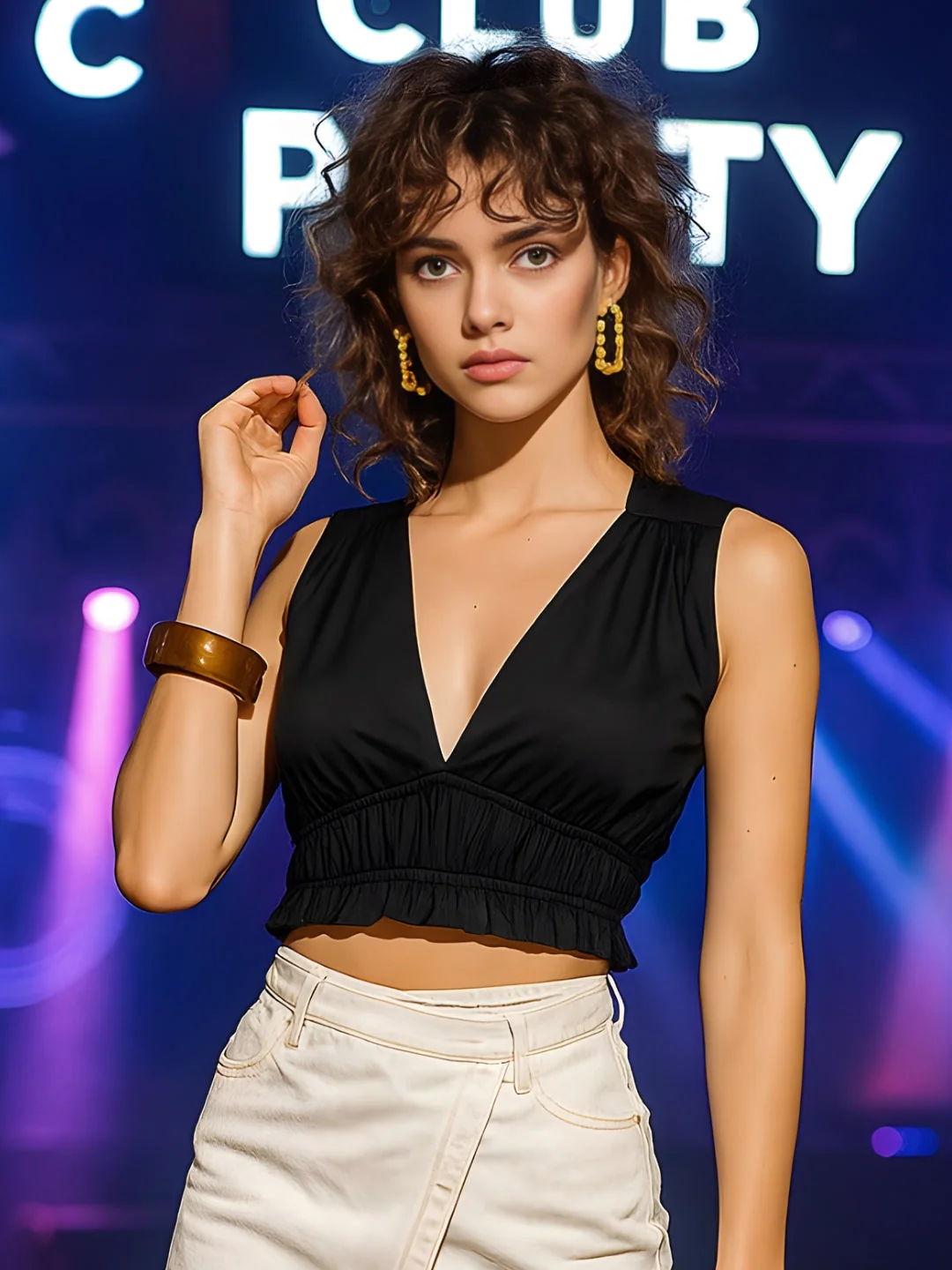 Black Solid Sleeveless Top