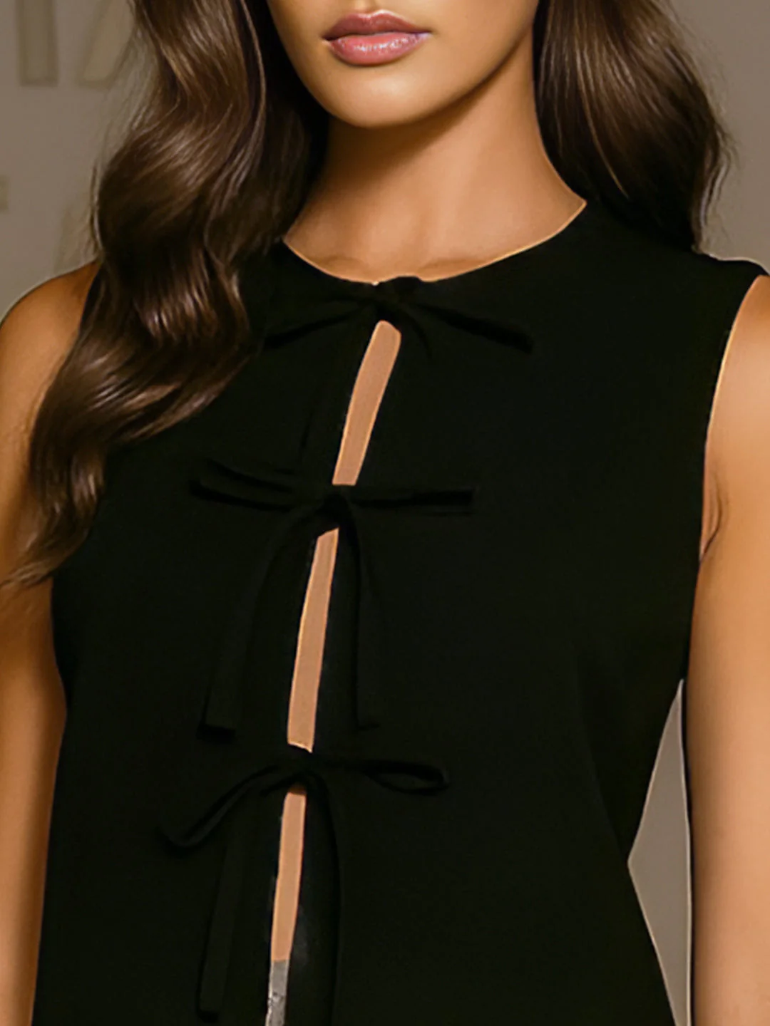 Black Solid Sleeveless Top - Image 5