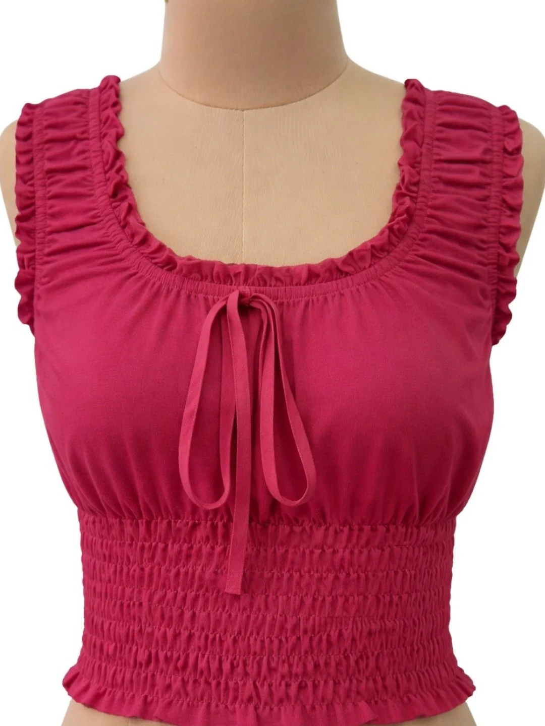 Magenta Solid Sleeveless Tops - Image 5