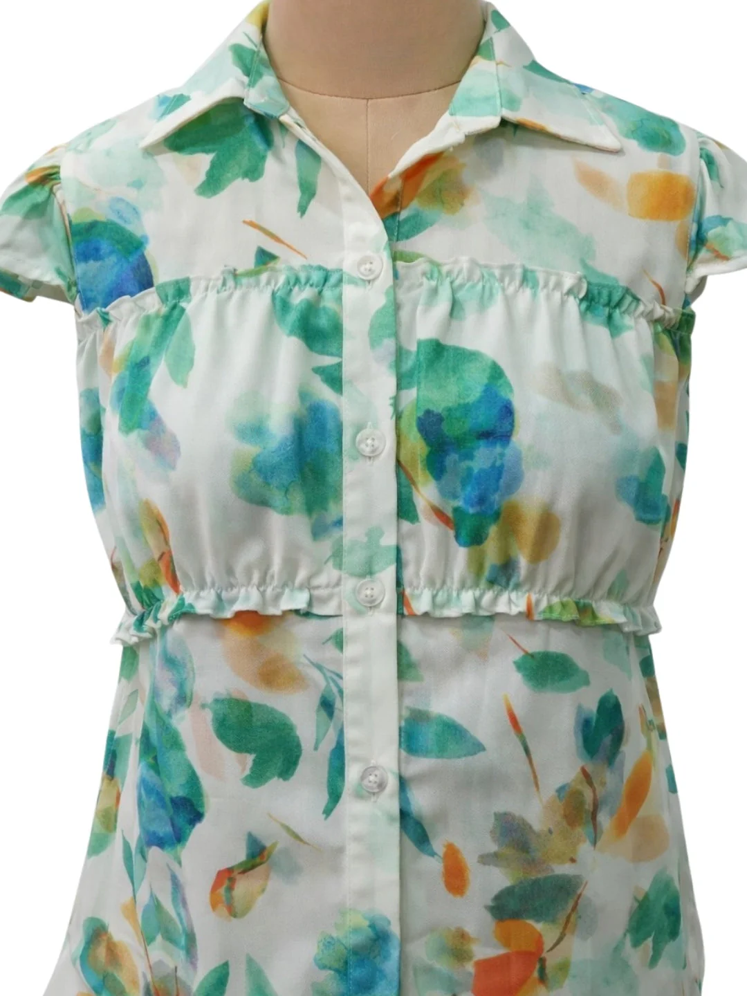 Cream Floral Short Sleeves Top - Image 5