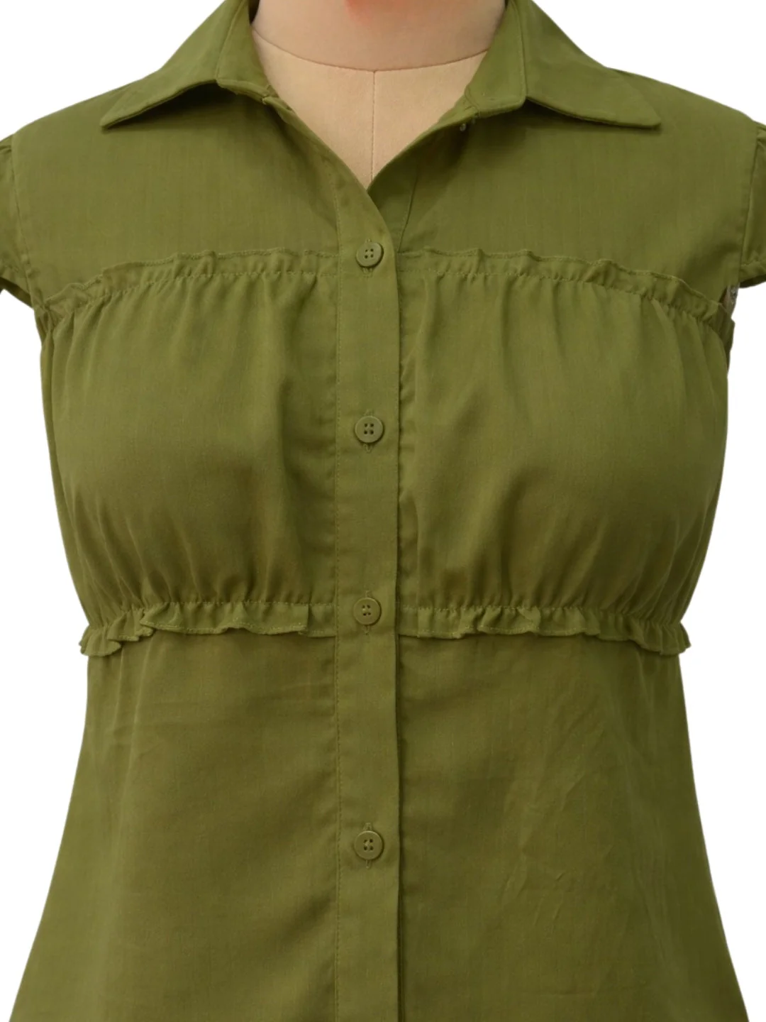 Olive Solid Short Sleeves Top - Image 5