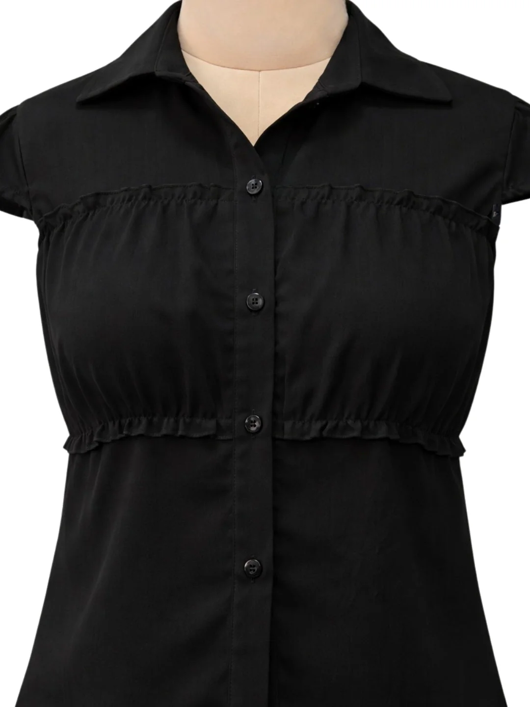 Black Solid Short Sleeves Top - Image 5