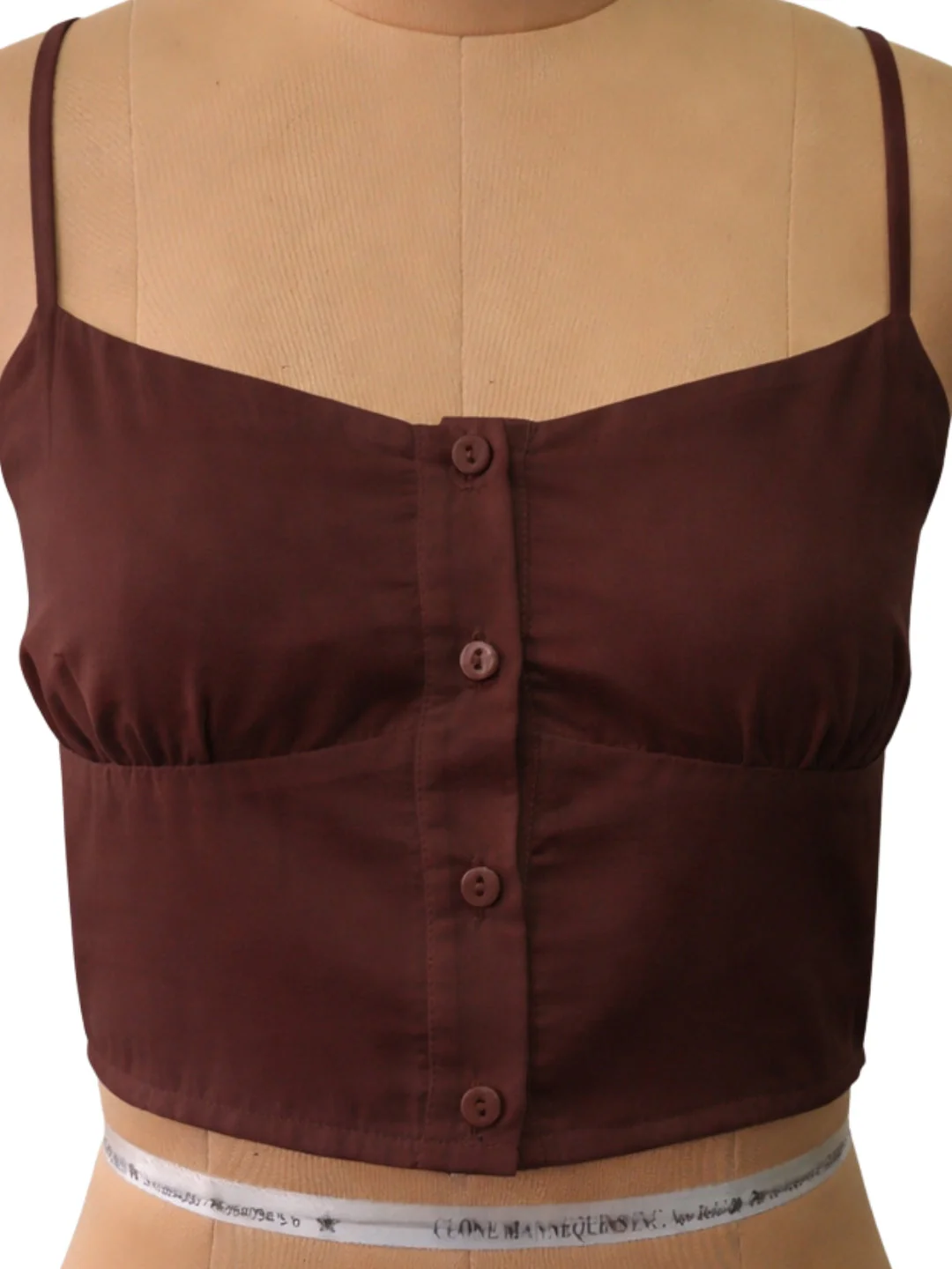 Brown Solid Shoulder Straps Tops - Image 5