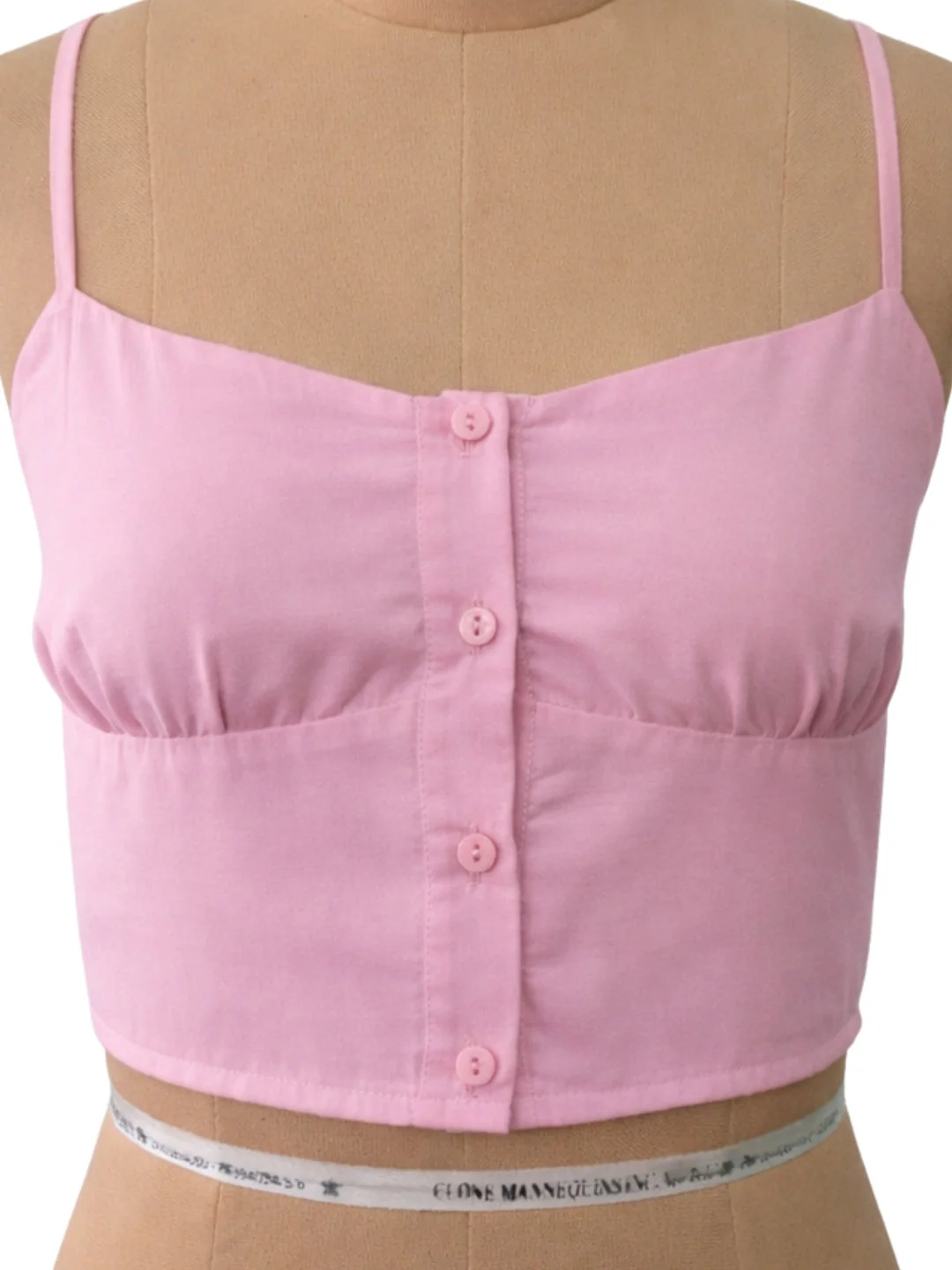 Pink Solid Shoulder Straps Tops - Image 5