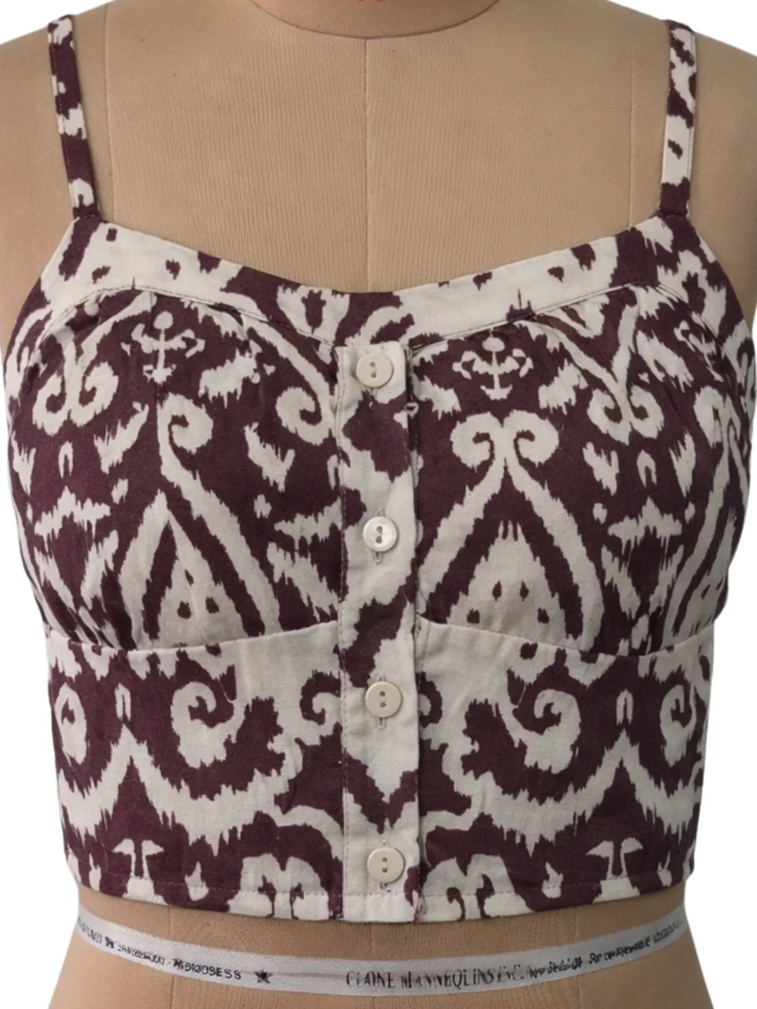 Brown Ethnic Motifs Shoulder Straps Tops - Image 5