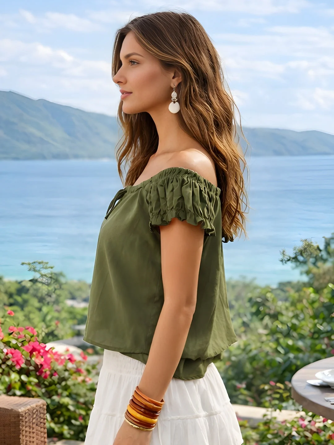 Olive Solid Short Tops - Image 3