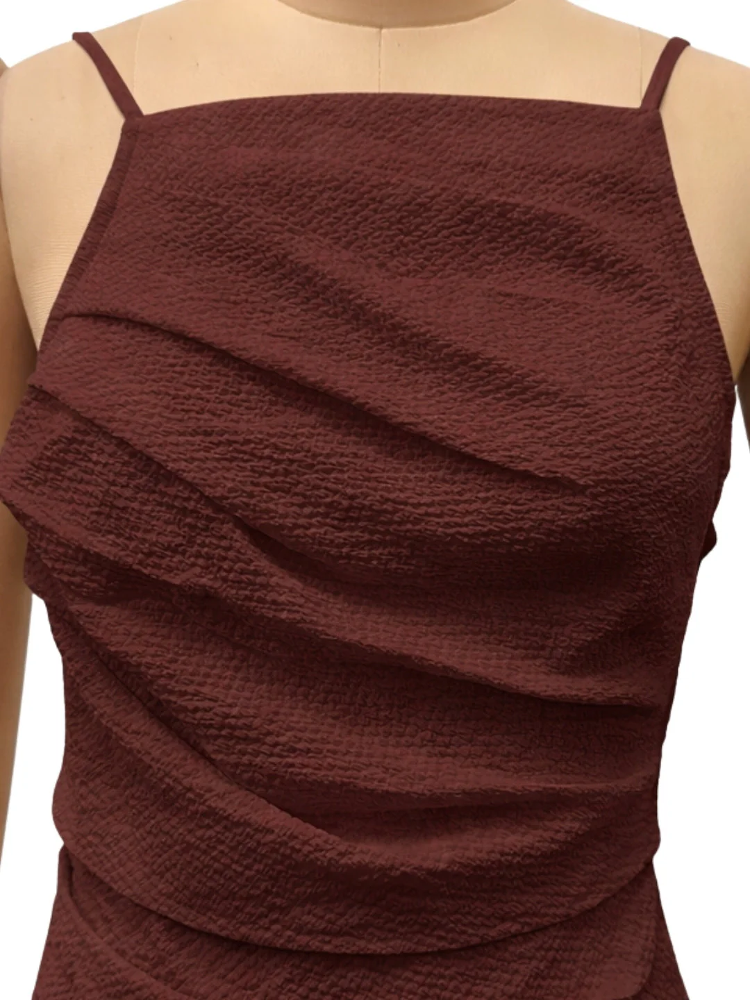 Brown Solid Shoulder Straps Top - Image 5