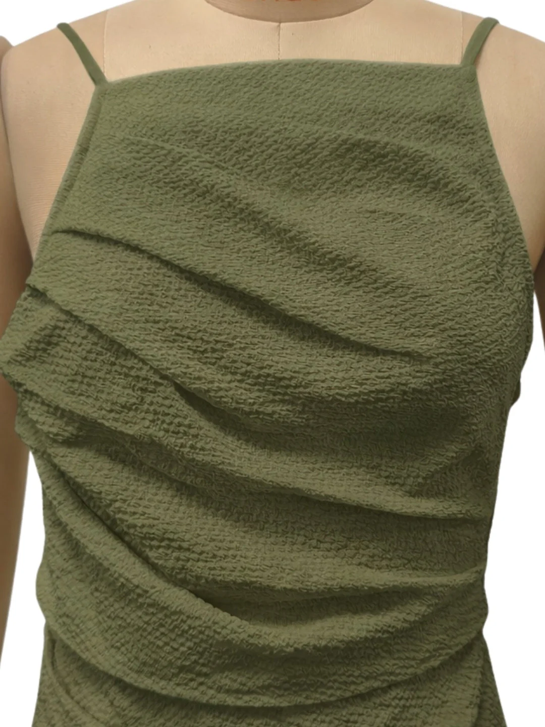 Olive Solid Shoulder Straps Top - Image 5