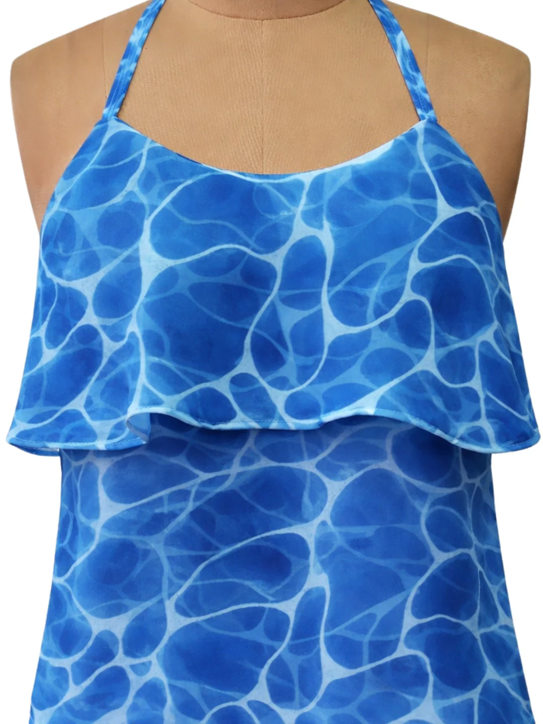 Blue Abstract Sleeveless Tops - Image 5
